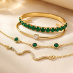 Conjunto de pulseiras de pedras preciosas em ouro