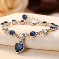 Pulseira de Prata com Safira Coração
