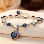Pulseira de Prata com Safira Coração