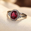 Anel Halo de Prata com Rubis