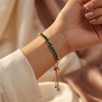 Bracelete de Ténis Ajustável com Esmeralda em Ouro