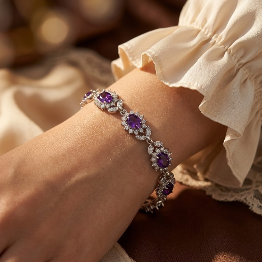 Bracelete Bloem de Ametista em Prata