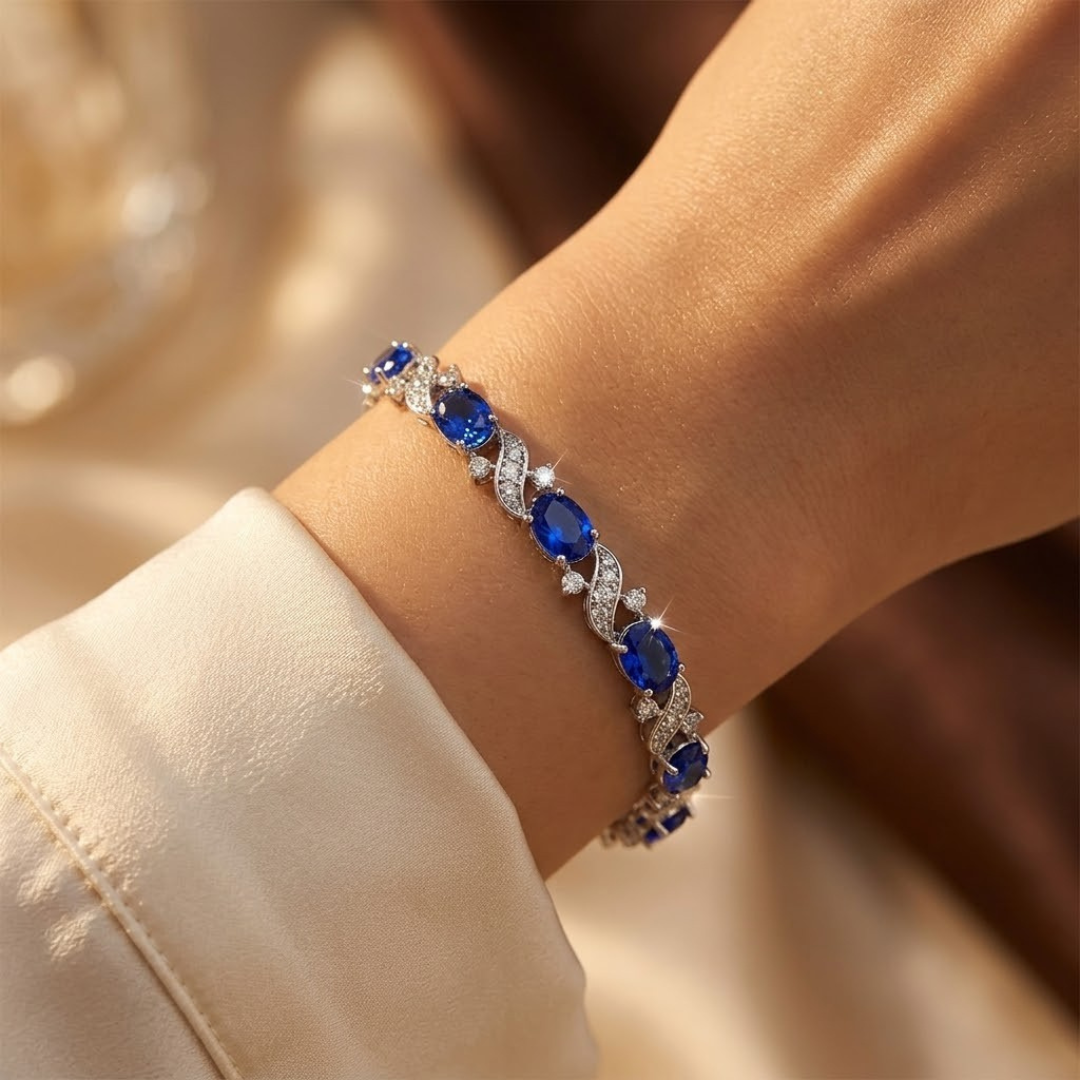 Sapphire Blumenlink Silver Bracelet