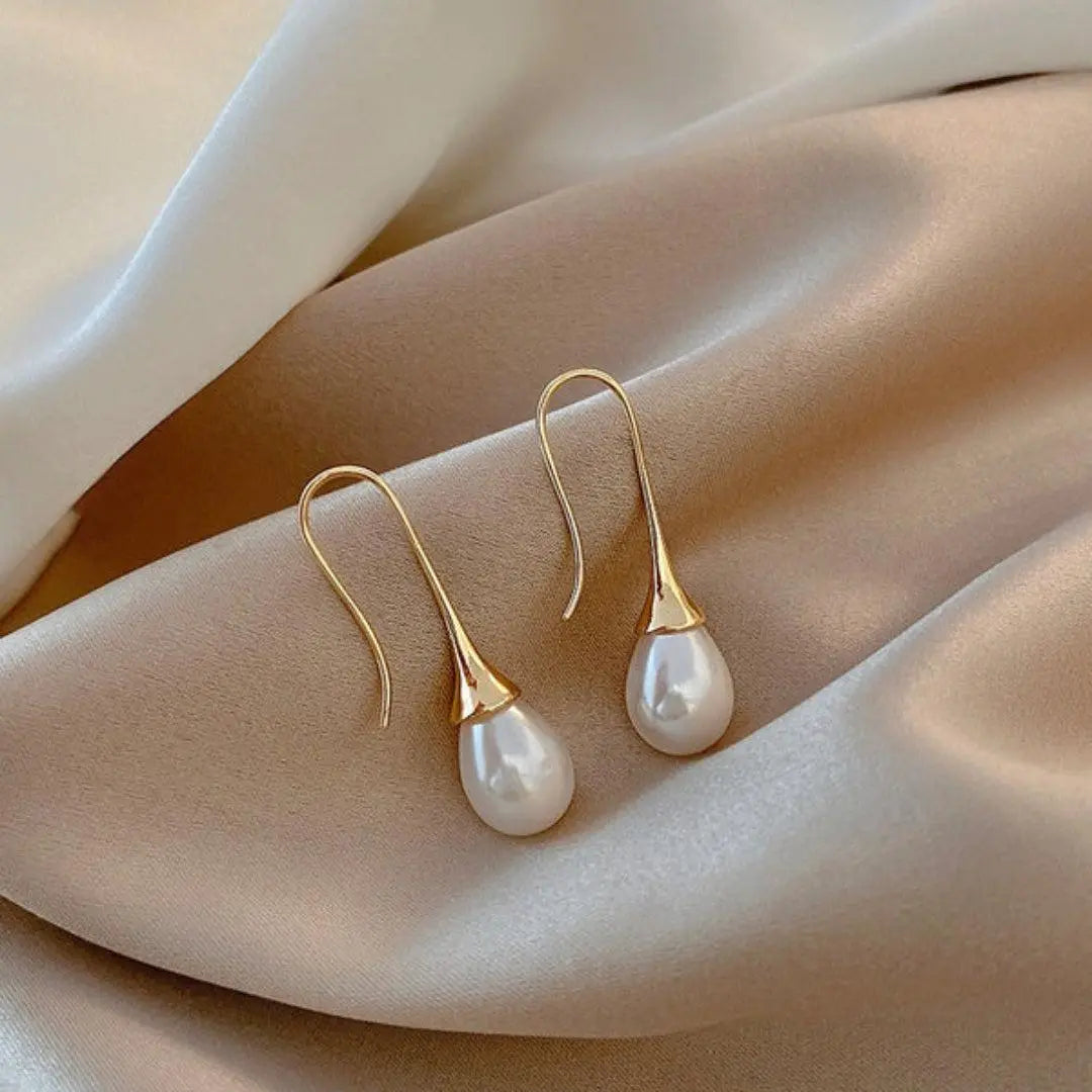 Dourados Brincos Pendentes com Pérolas