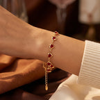 Pulseira de Ouro com Rubi Coração