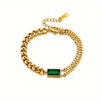 Bracelete de Ouro com Barra e Esmeralda