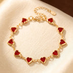 Pulseira de Ouro com Rubi Coração