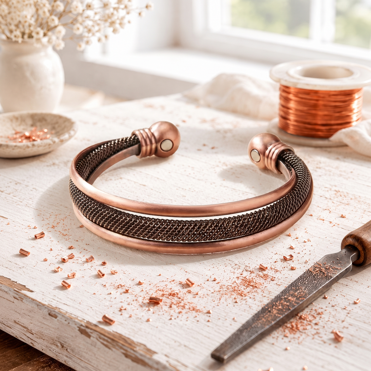 Cobre Lattice: Pulseira Elegante