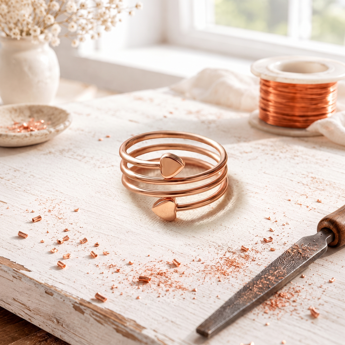 Cobre Lovecoil: Anel Elegante